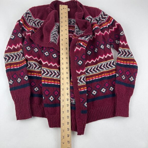 Hollister Wrap Style Cardigan Womens Small Red Aztec Striped Long Sleeve - Picture 6 of 8